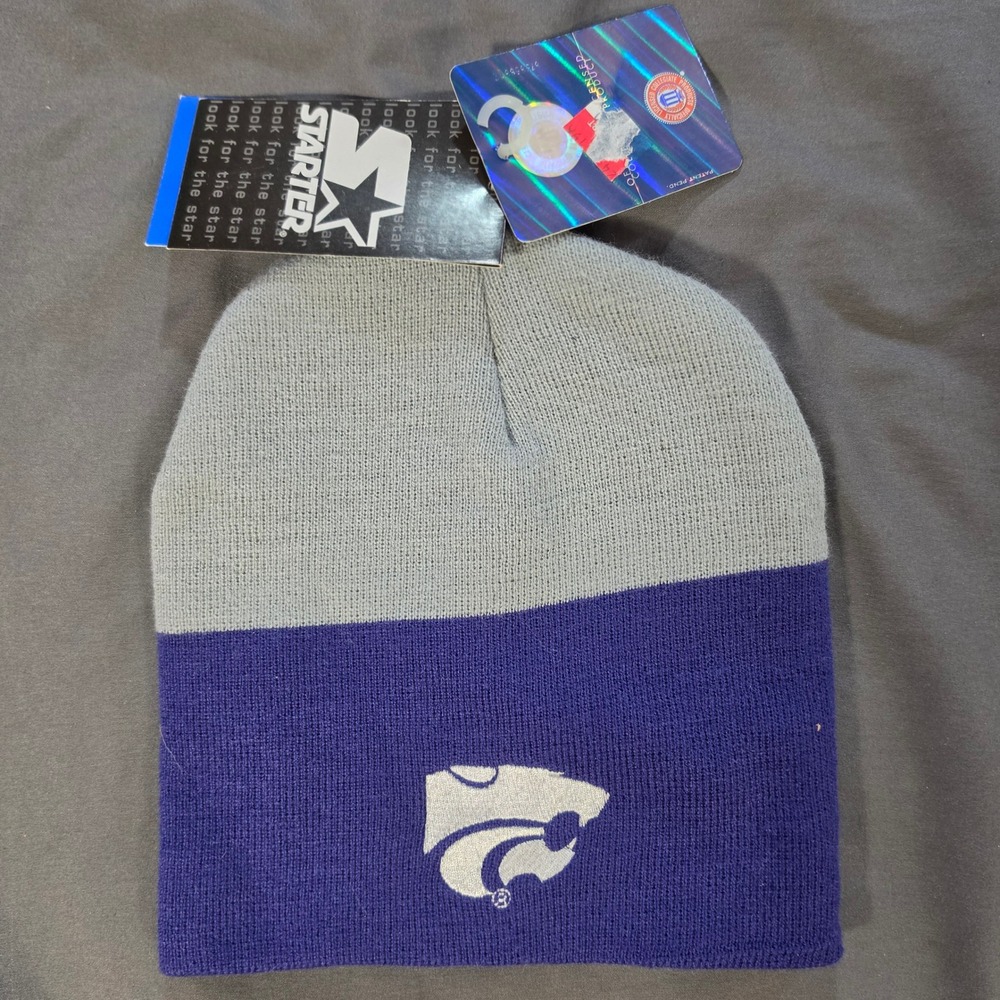 Starter Kansas State Wildcats Youth Beanie Purple Grey Knit Hat NWT